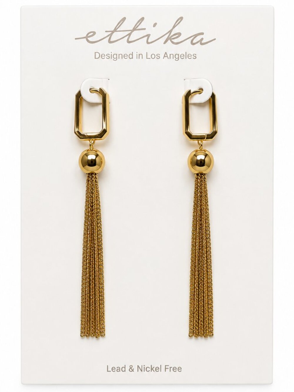 ettika Gold Chain Tassel Drop Earrings - NWT